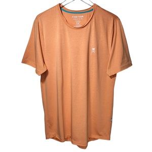 Five Four Cotton Blend Scoop Neck Raw Trimming Short Sleeves TShirt in Orange